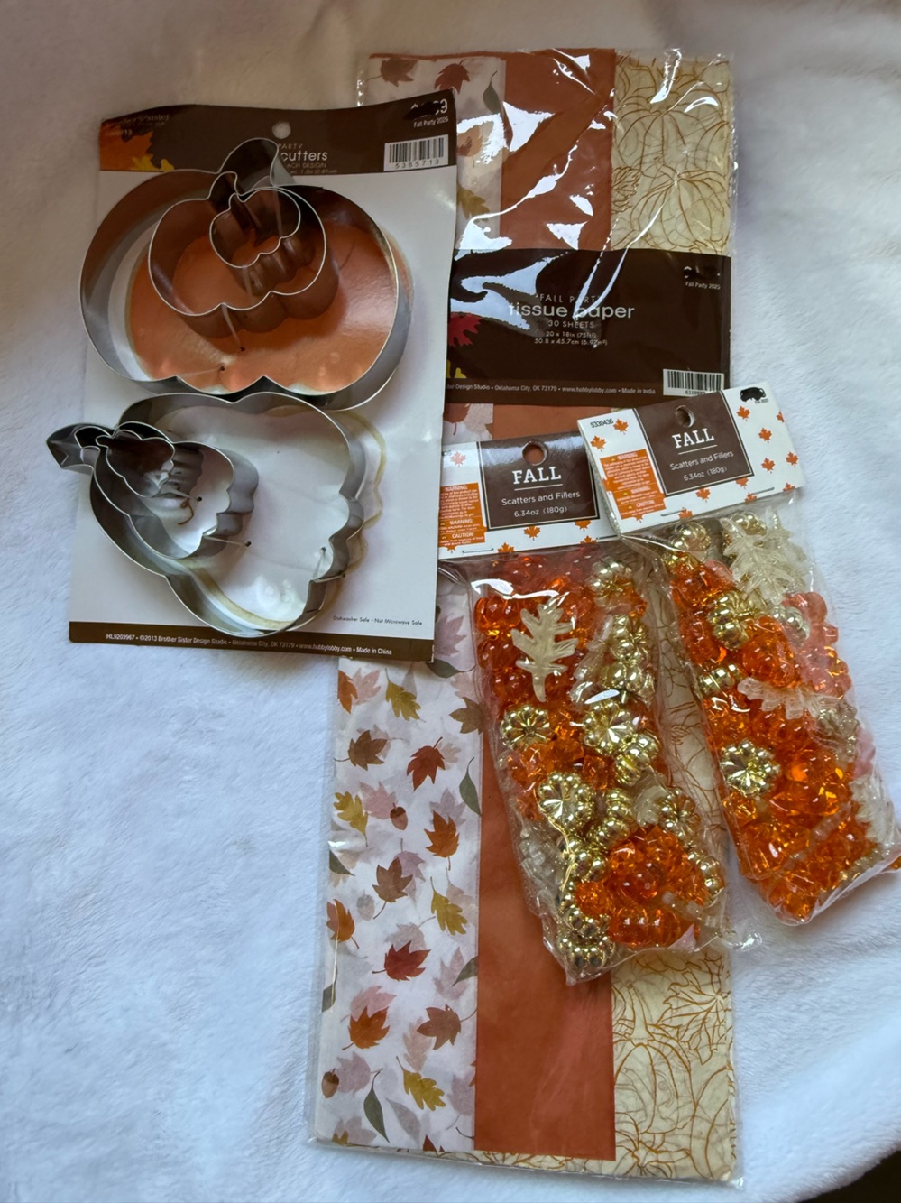 Fall bundle Scatters & Fillers, tissue paper, pumpkin and squash cookie cutter